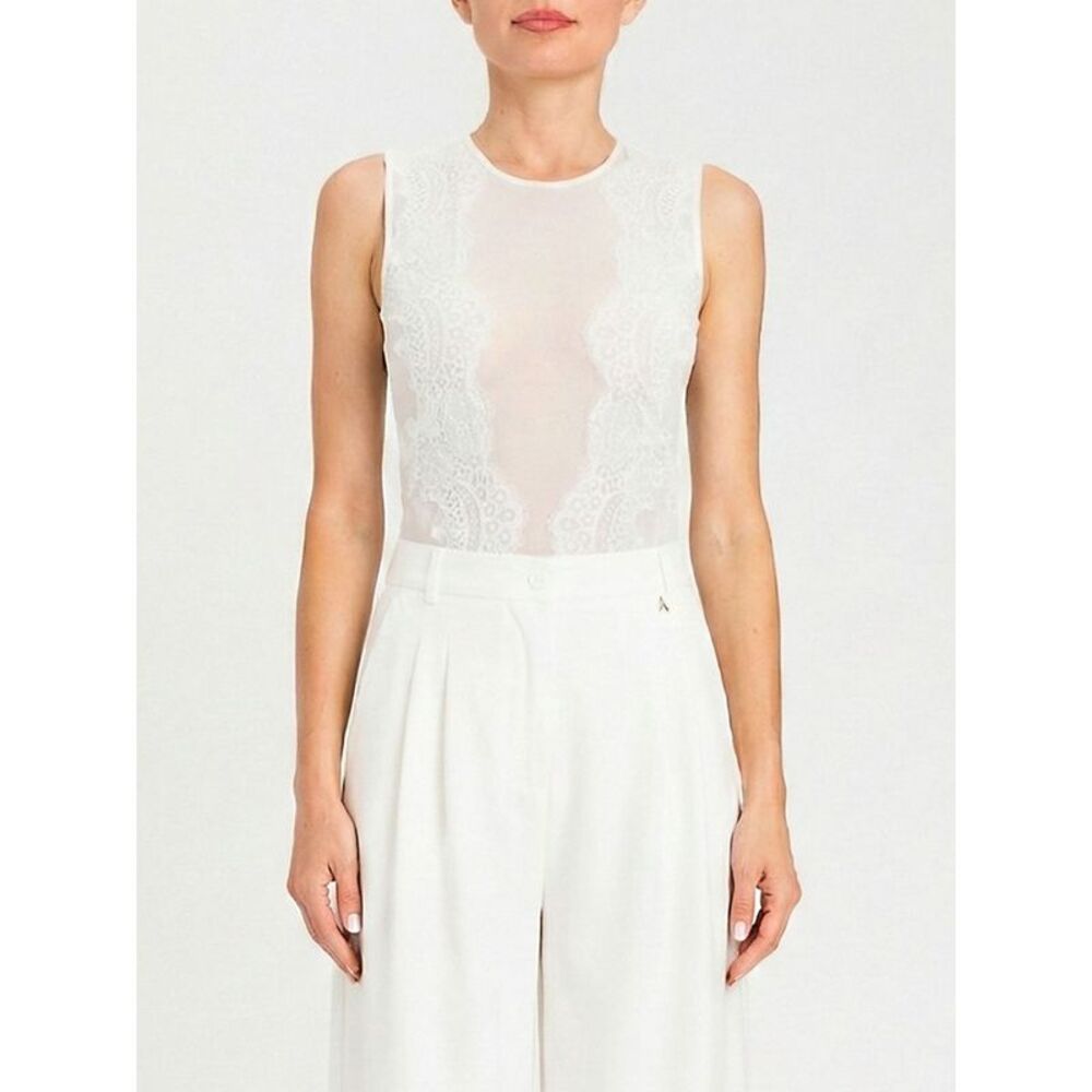 Actitude Twinset Women Jersey And Lace Bodysuit Top Actitude Twinset